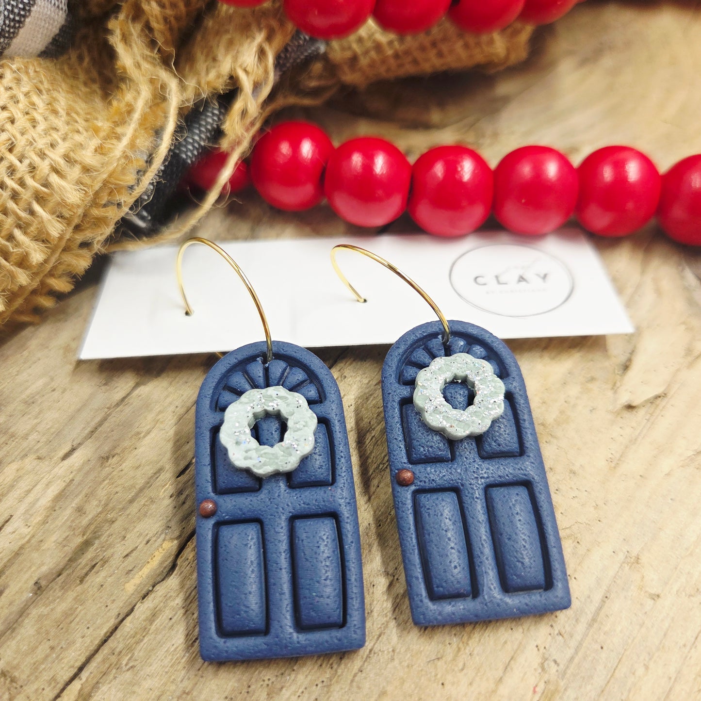Holiday Door Dangles | navy | handmade | polymer clay