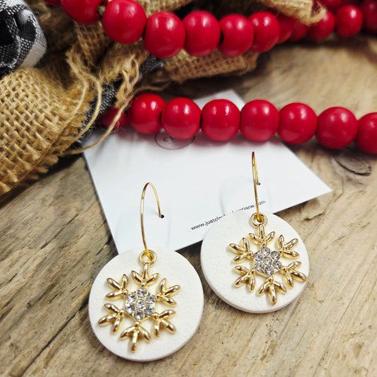 Snowflake Hoops | gold | handmade | polymer clay