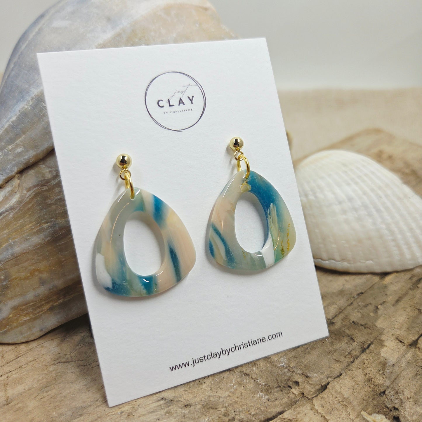 Beach Dangles | marbled translucent clay