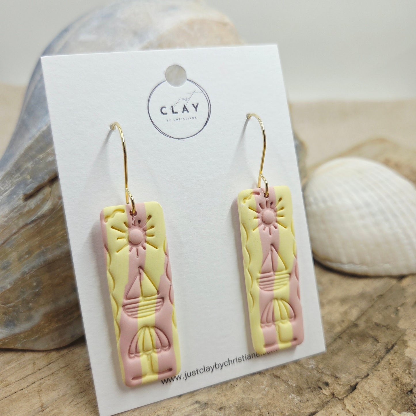 Cute Beachy Dangles | pink yellow striped