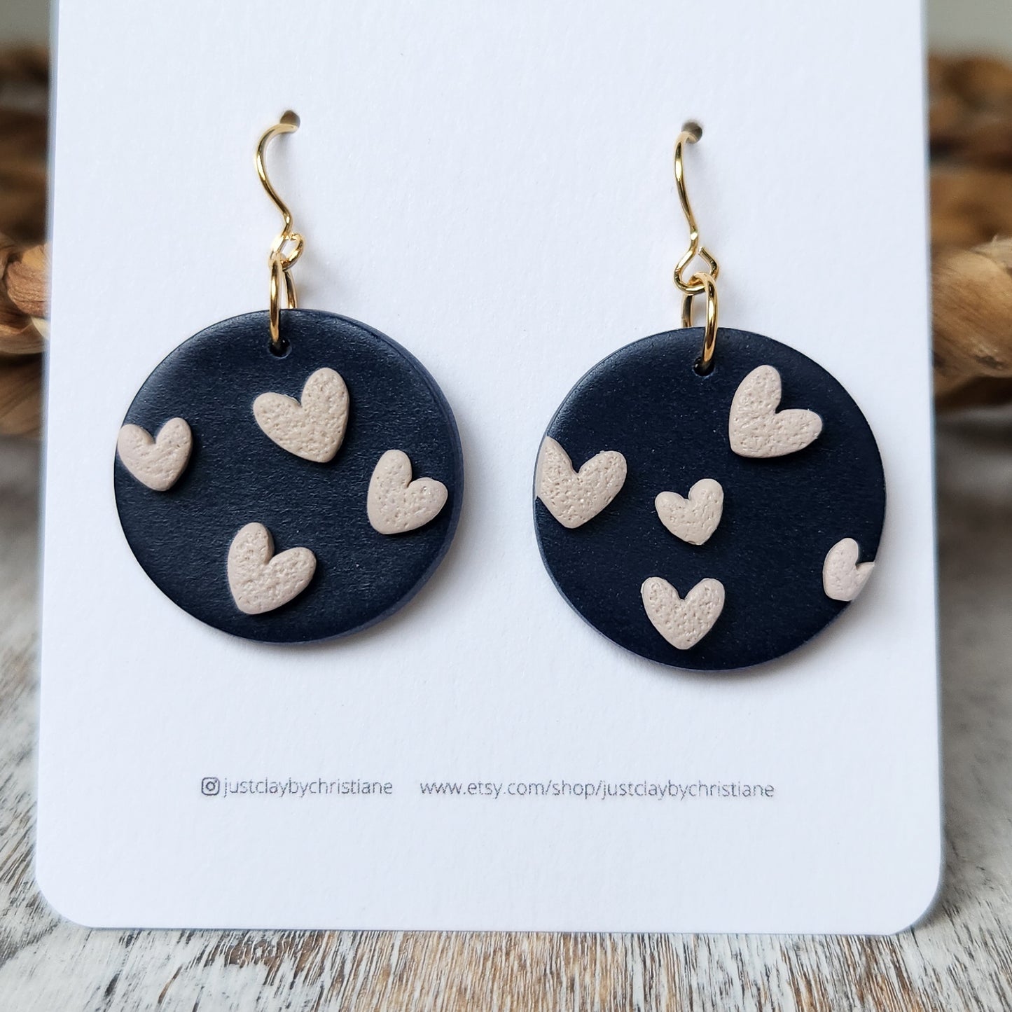 Heart Dangles l navy and blush pink