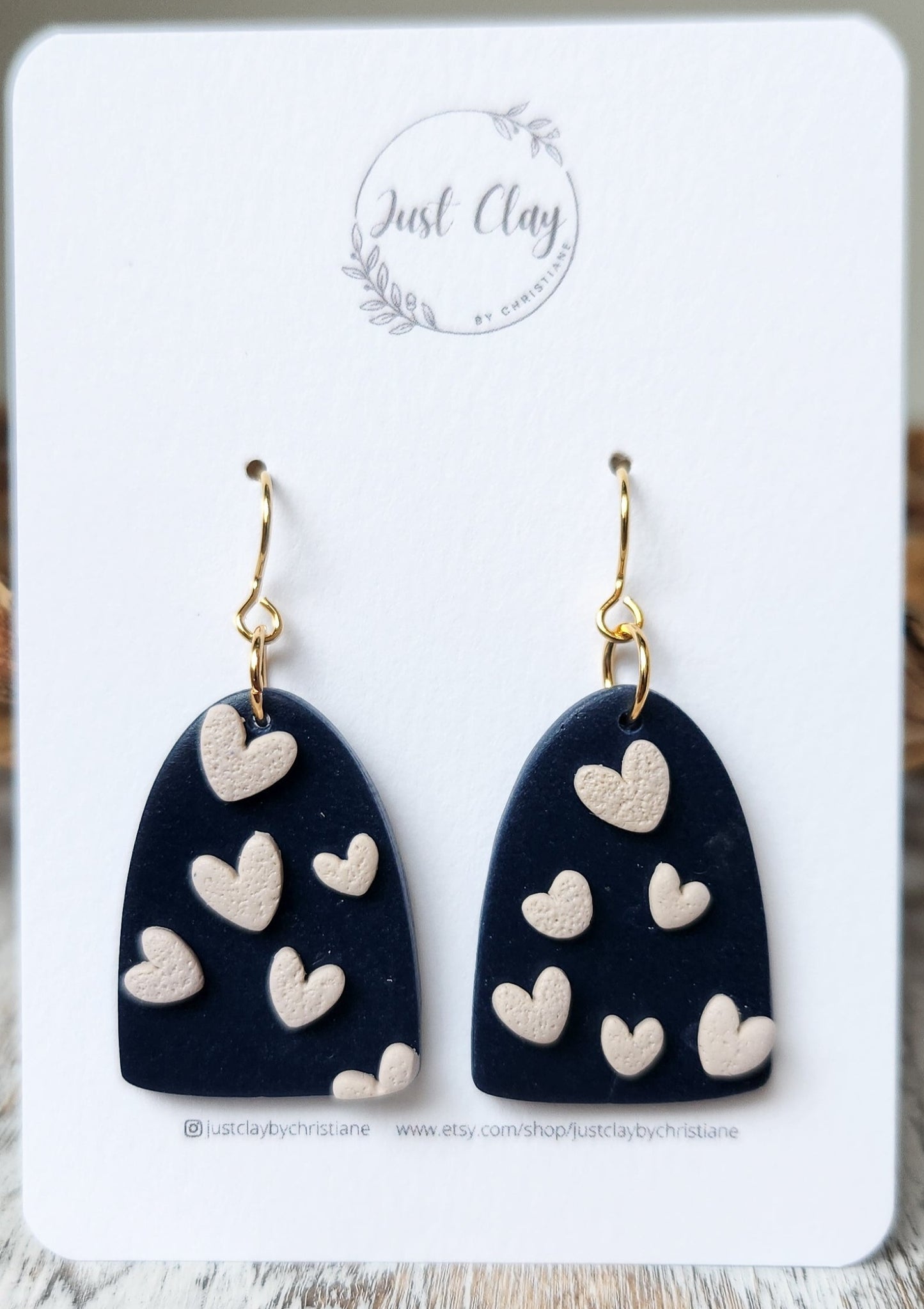 Heart Dangles l navy and blush pink