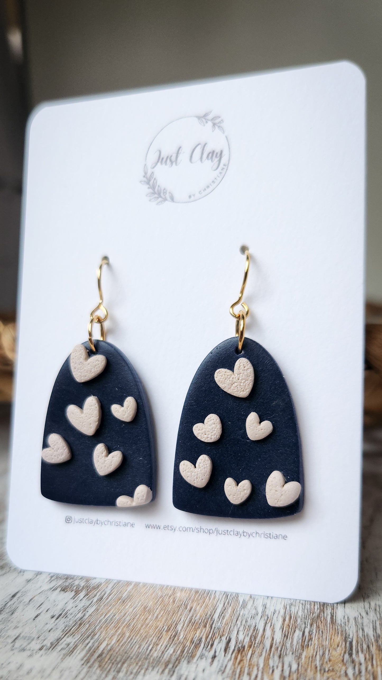 Heart Dangles l navy and blush pink