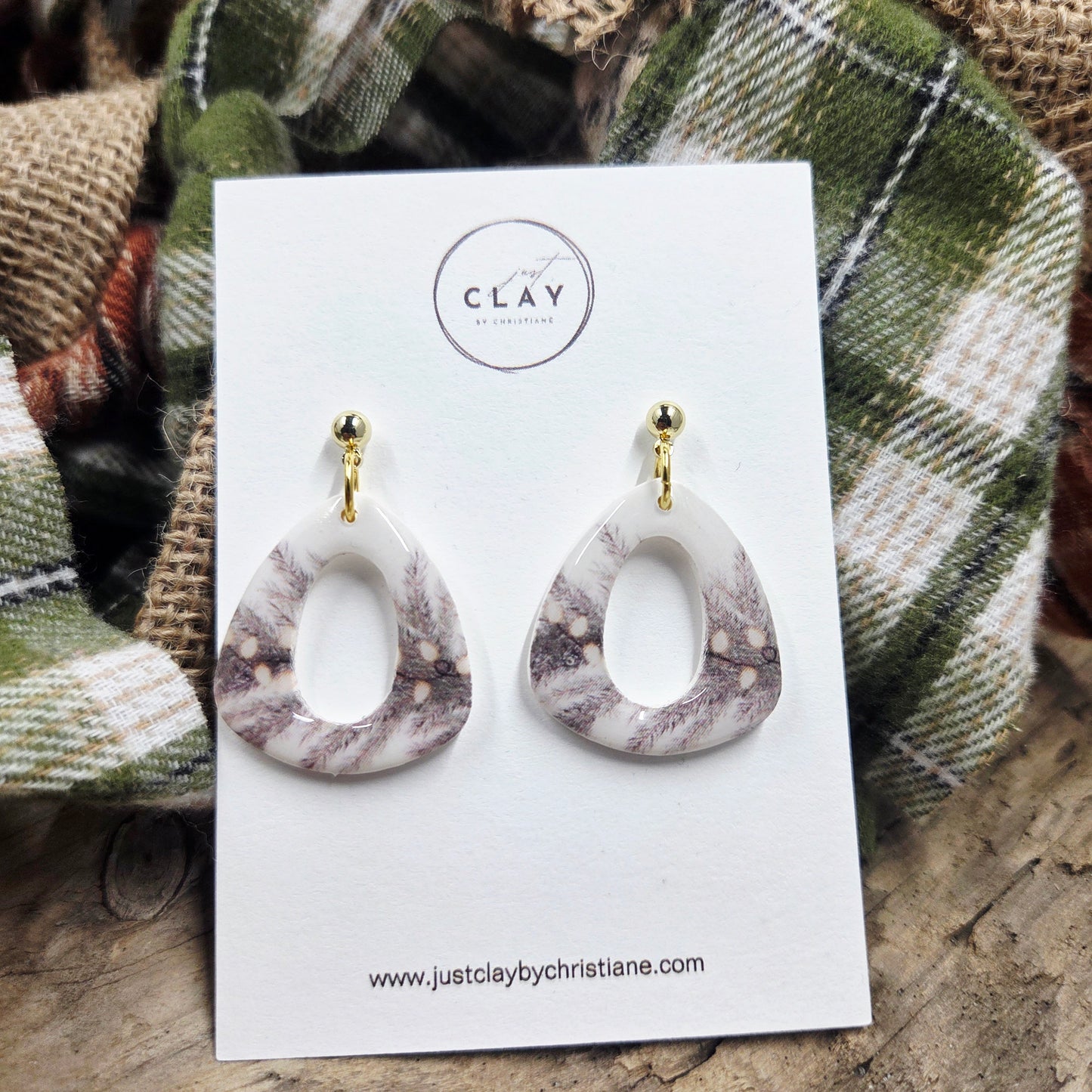 Winter Greenery Dangles | handmade | polymer clay