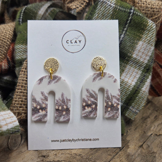 Winter Greenery Dangles | handmade | polymer clay