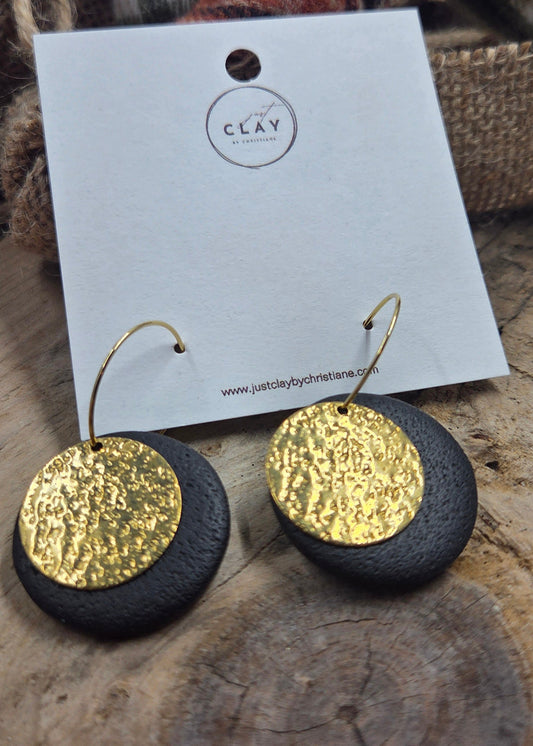 Black Hoops | gold accent