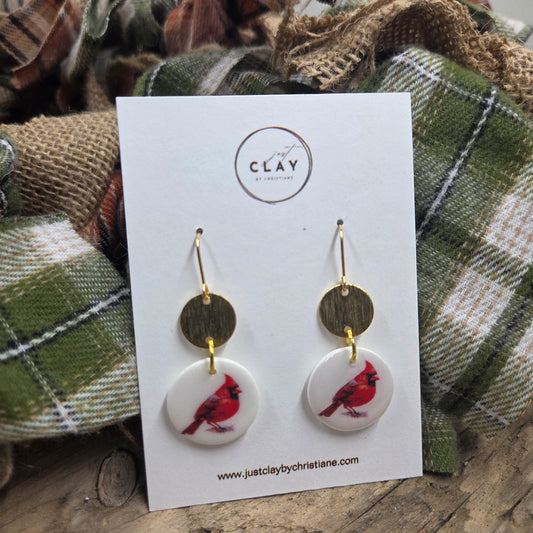 Cardinal Dangles|handmade | polymer clay