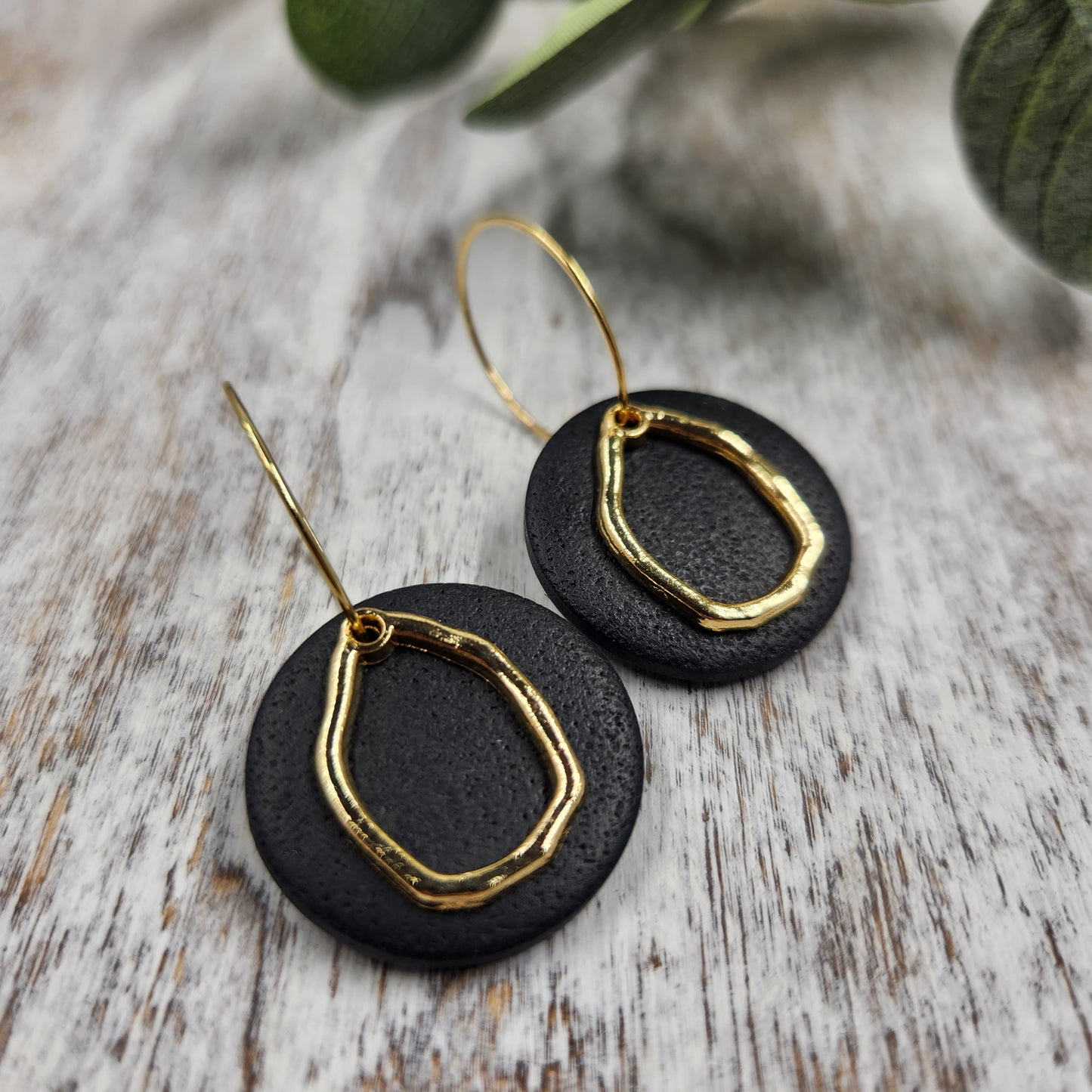 Elegant Statement Hoops | black gold