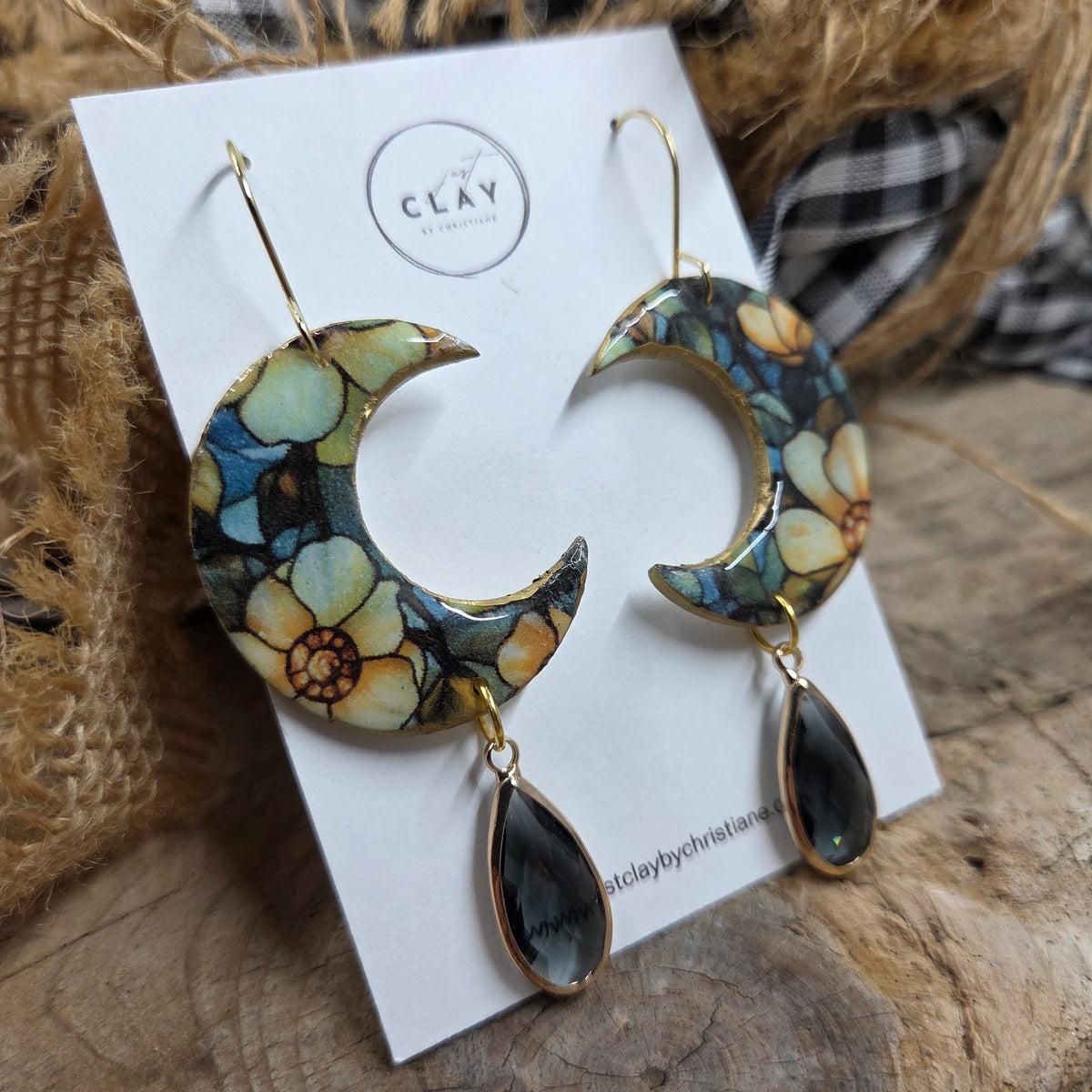 Beautiful Moon Dangles | green crystal