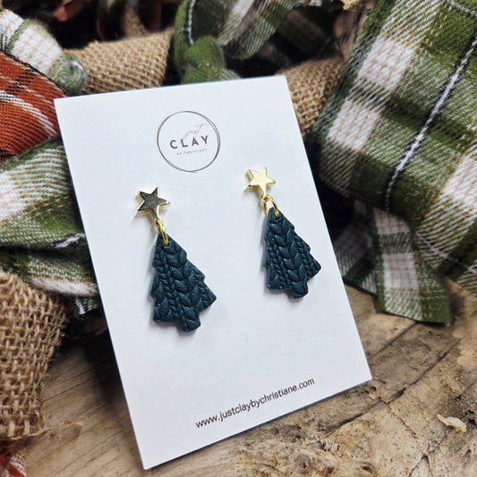 Tree Dangles | emerald|handmade | polymer clay