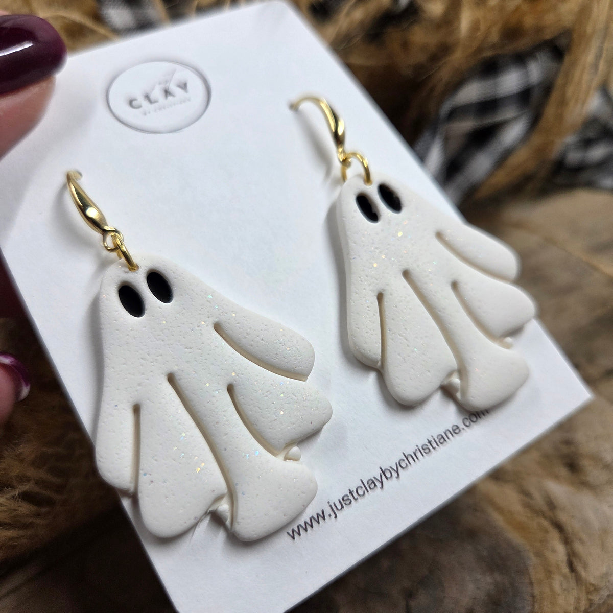 Cute Ghosty Dangles | white with glitter