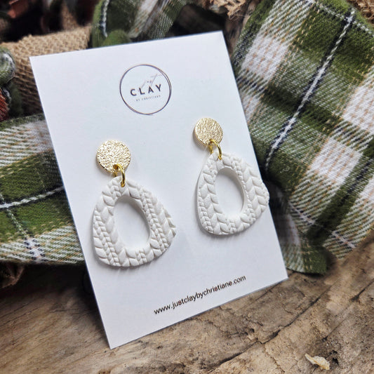 Knitted  Dangles | white | handmade | polymer clay