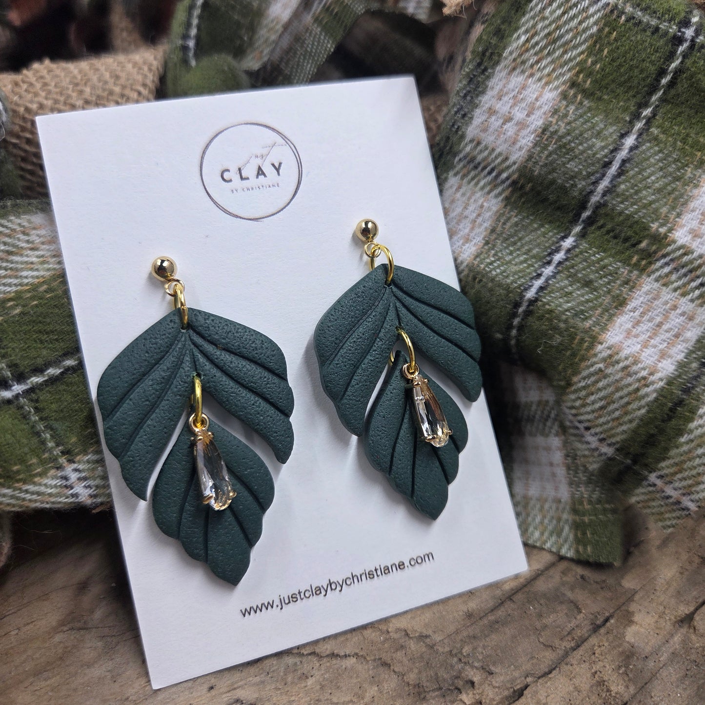 Festive Leaf Dangles | handmade | polymer clay