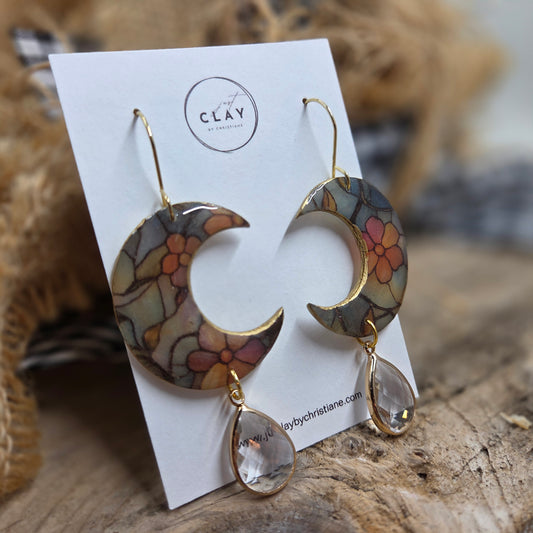 Beautiful Moon Dangles | translucent | clear crystal