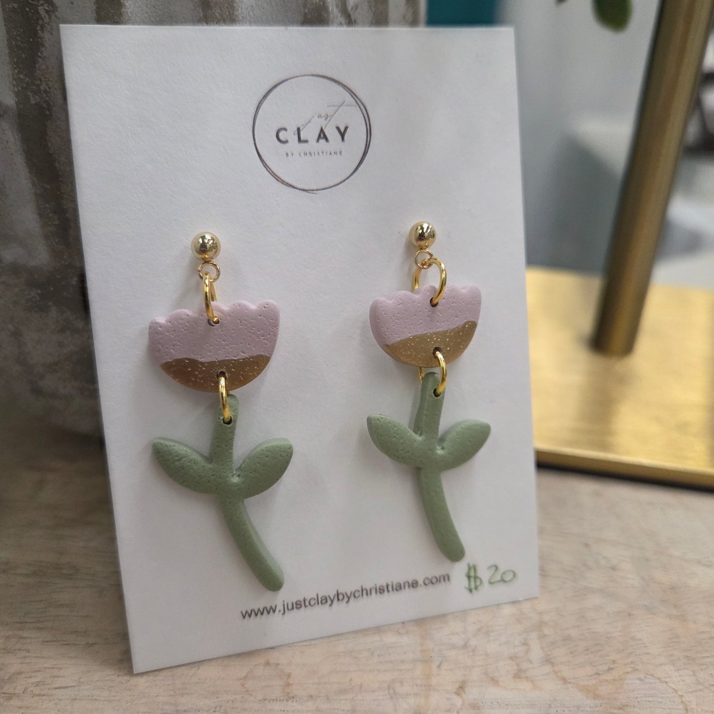 Tulip Dangles - light purple/ gold
