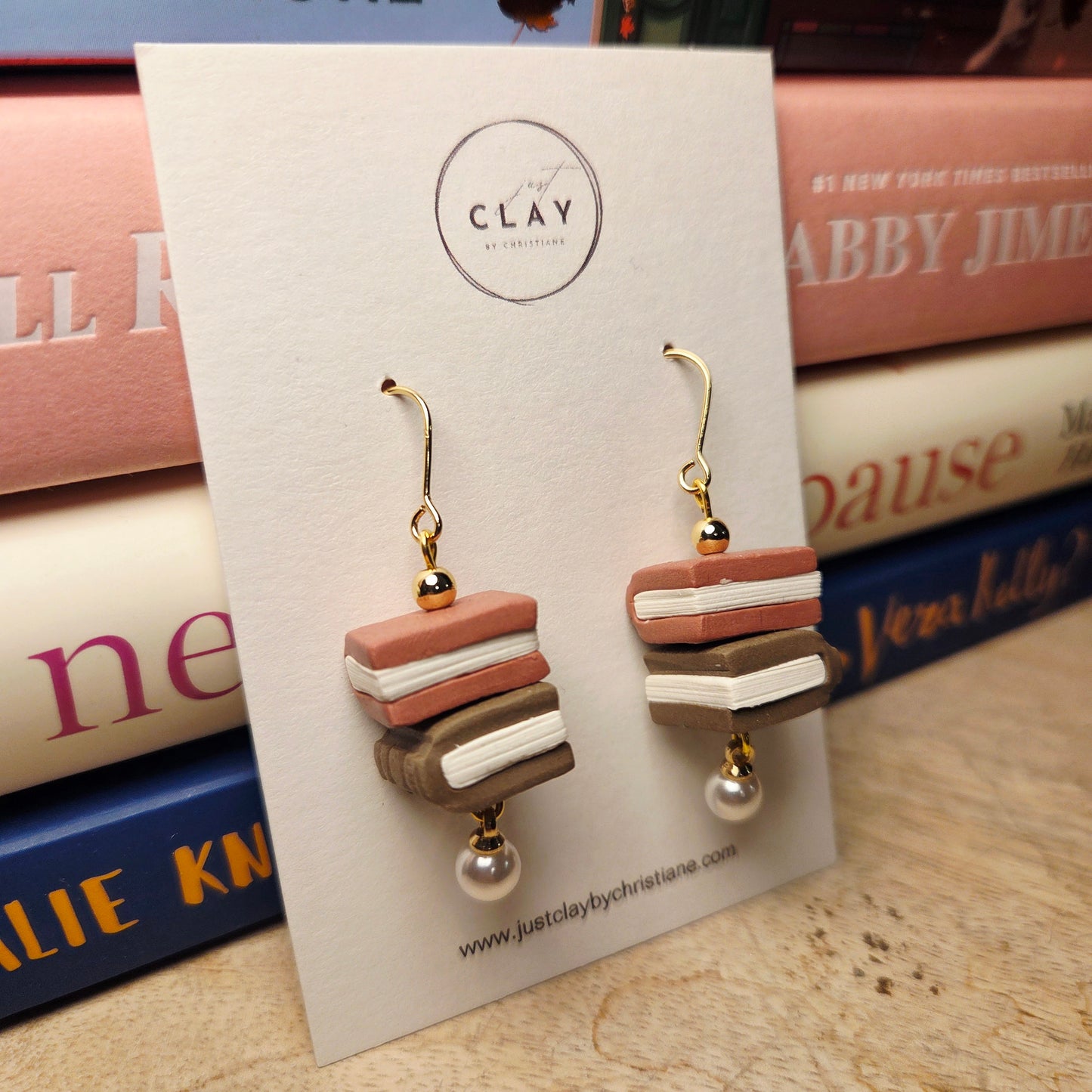 Bookstack Dangles| handmade | polymer clay