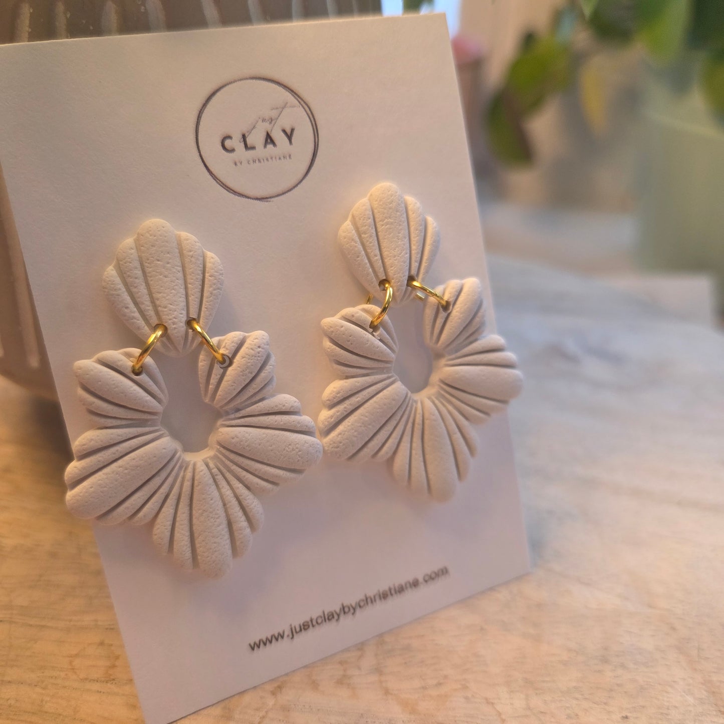 Flower Statement Dangles- white