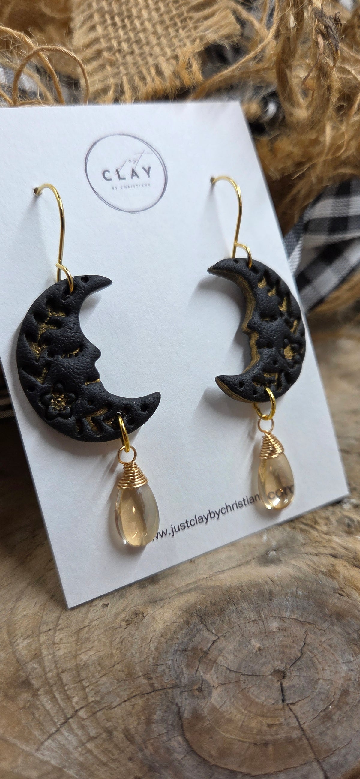 Large Moon Dangles | w. glass drop