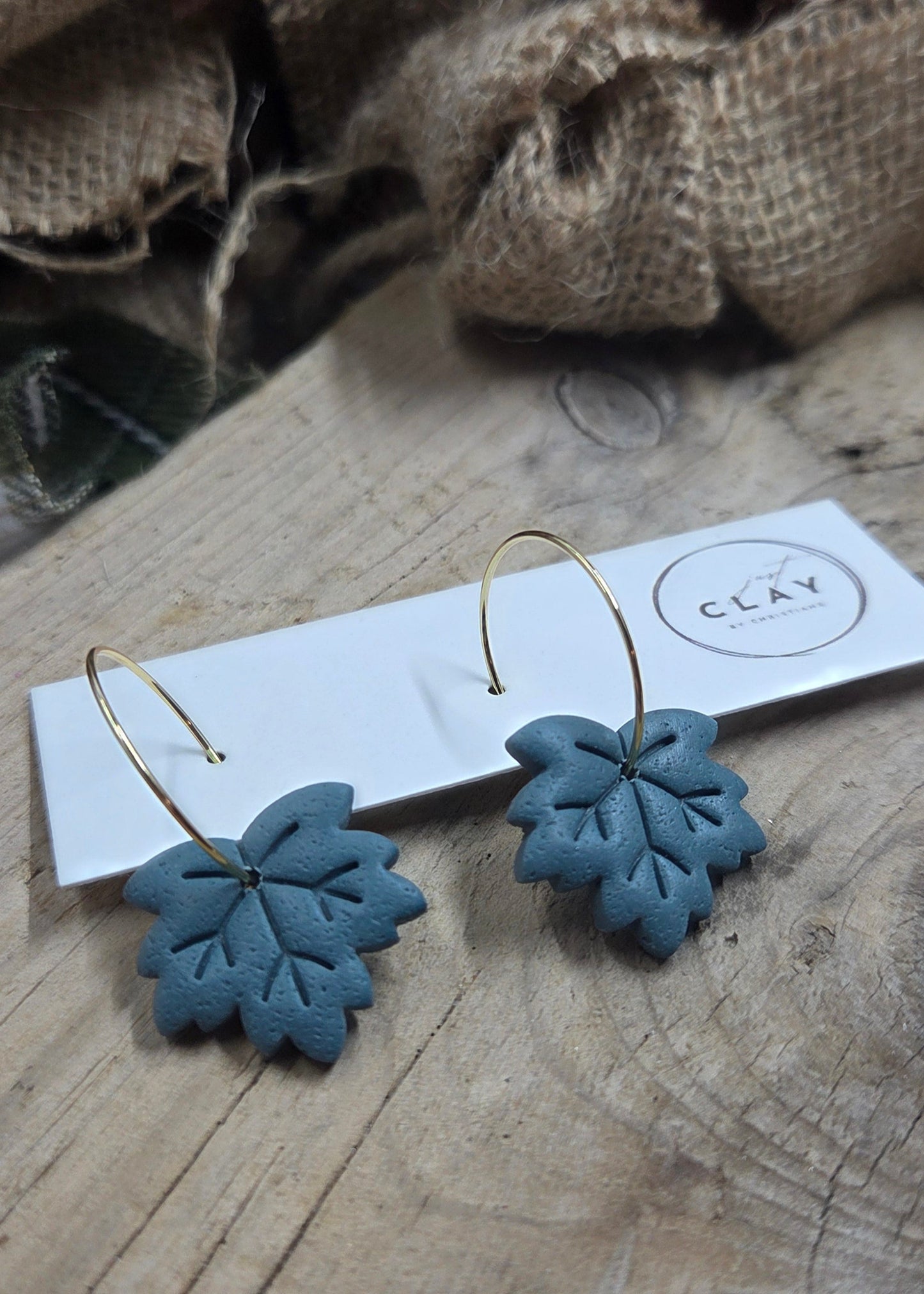 Leaf Hoops | teal