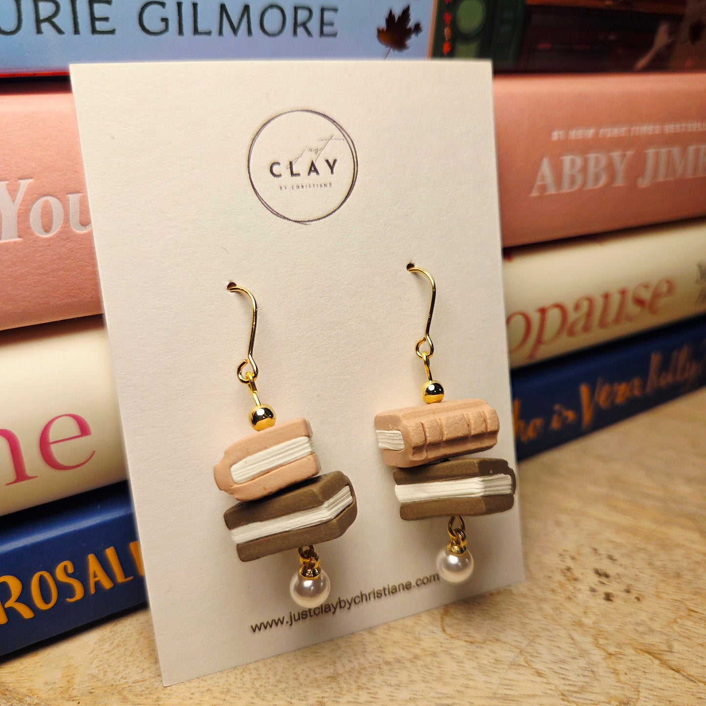 Bookstack Dangles| handmade | polymer clay
