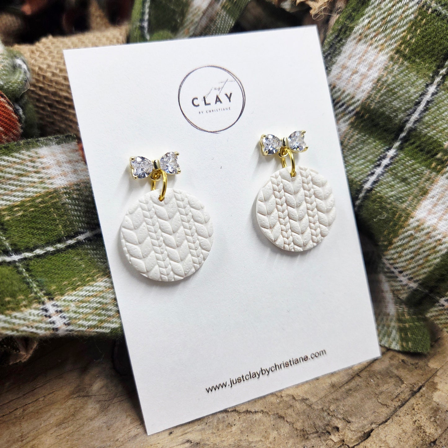 Cozy Sweater Dangles | white | handmade | polymer clay
