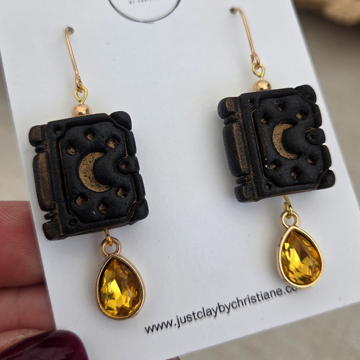 Spell Book Dangles | yellow crystal