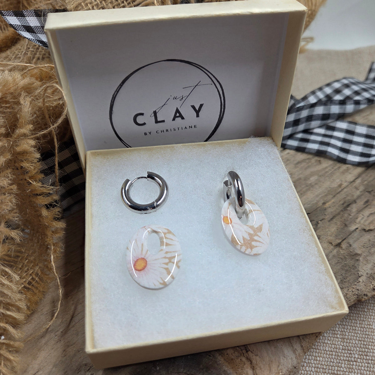 Chunky Hoops with flower charm