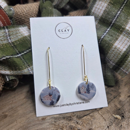 Winter Scene Dangles | handmade | polymer clay