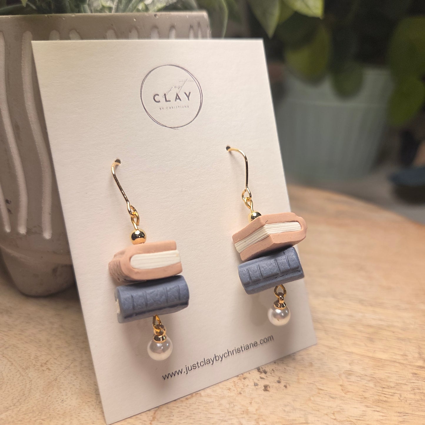Bookstack Dangles| handmade | polymer clay