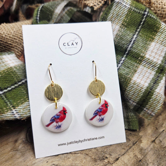 Cardinal Dangles|handmade | polymer clay