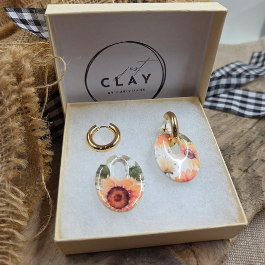 Chunky Hoop with Sunflower Charm