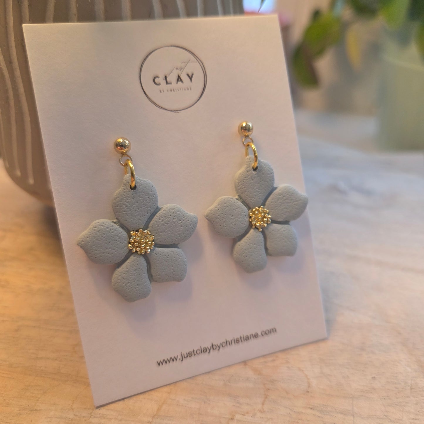 Flower Dangles- powder blue
