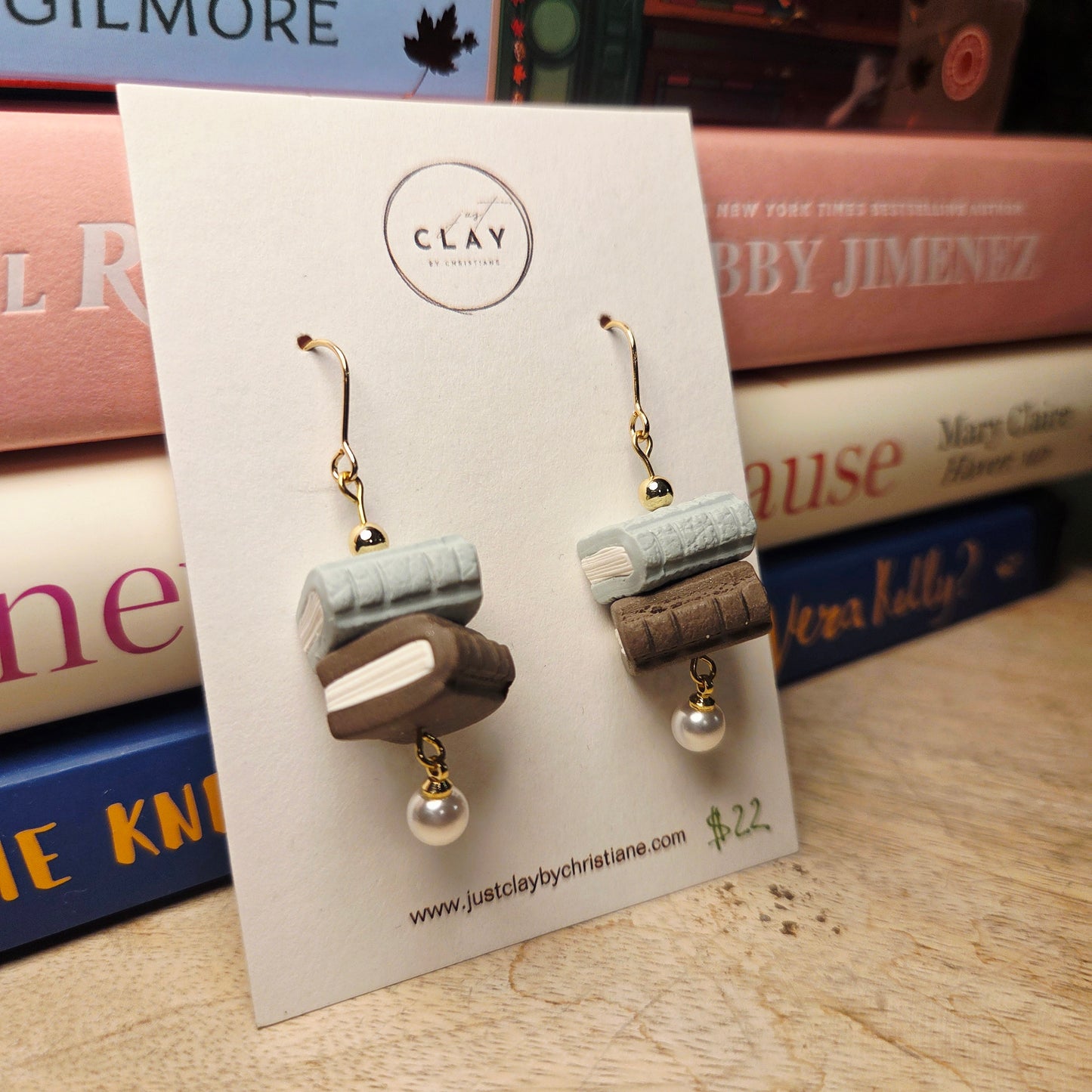 Bookshelf Dangles| handmade | polymer clay