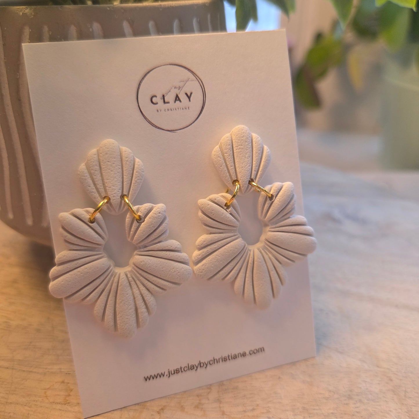 Flower Statement Dangles- white