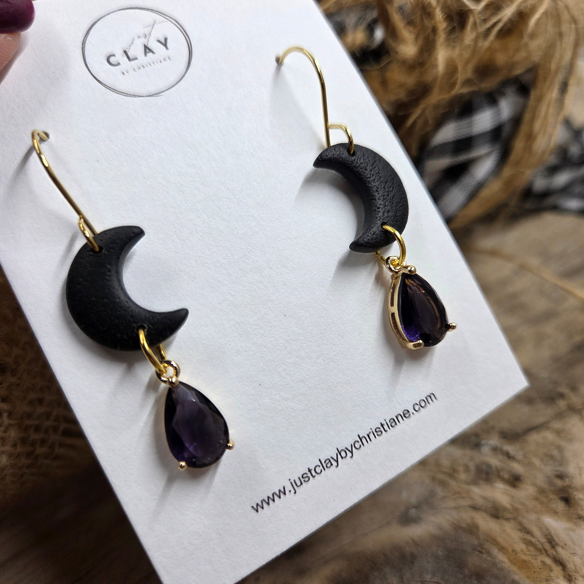 Moon Dangles | purple crystal