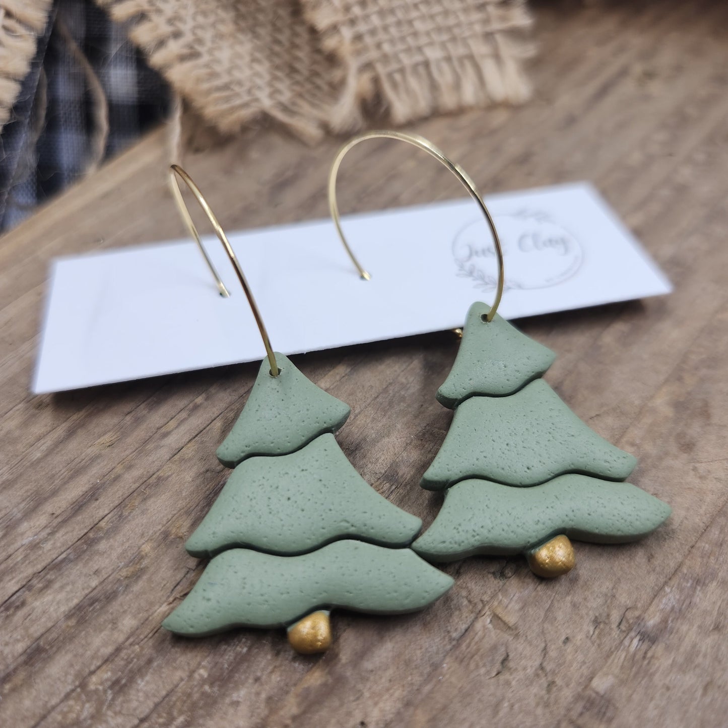Tree Dangle | sage green | handmade | polymer clay